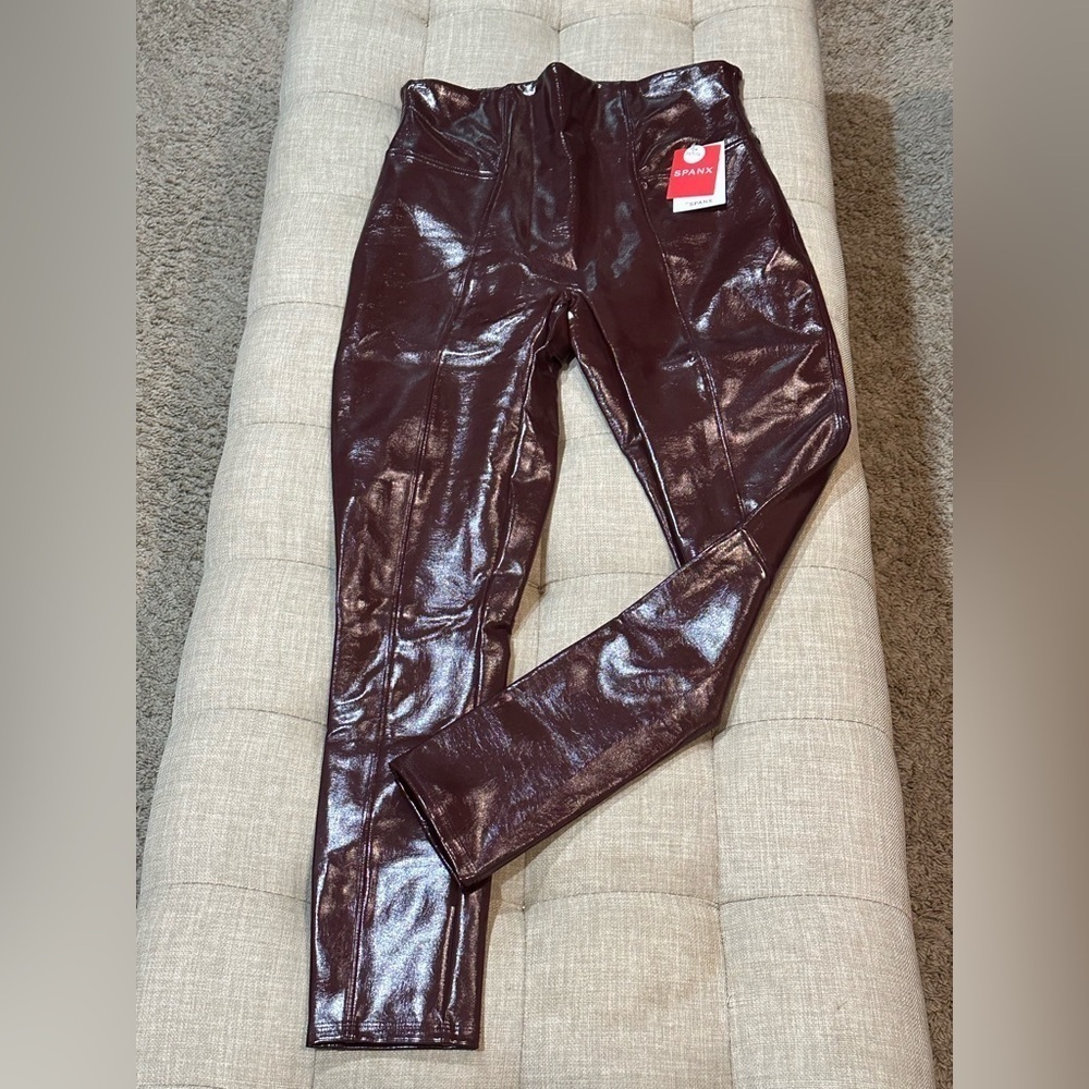 Women’s SPANXshape™ Faux Leather Patent Leggings Ruby Red Petite - Medium - NWT - Picture 5 of 11
